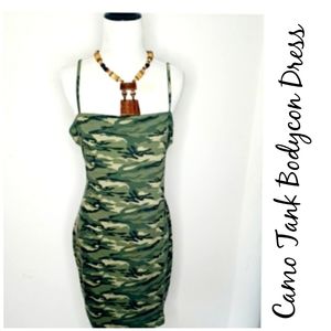 💥Green Bodycon Camo Cami Dress